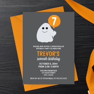 Minimalist Cartoon Ghost Birthday Party Invitation