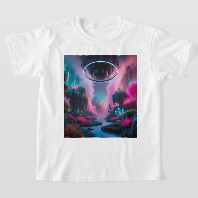 minimalist cartoon style tech t shirt design (Laydown)