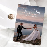 Minimalist Casual Script Wedding Photo  Thank You Card<br><div class="desc">Modern and simple wedding thank you template 2-sided card featuring a casual typography script text that says "than you" at the top. The default message on the back is editable. A second square picture can be added on the back of the card.</div>