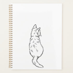 Minimalist Cat Back View Line Art Daily Planners