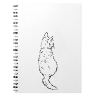 Minimalist Cat Back View Line Art Notebook
