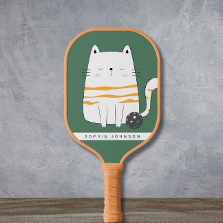 Minimalist Cat, Custom Name Pickleball Paddle