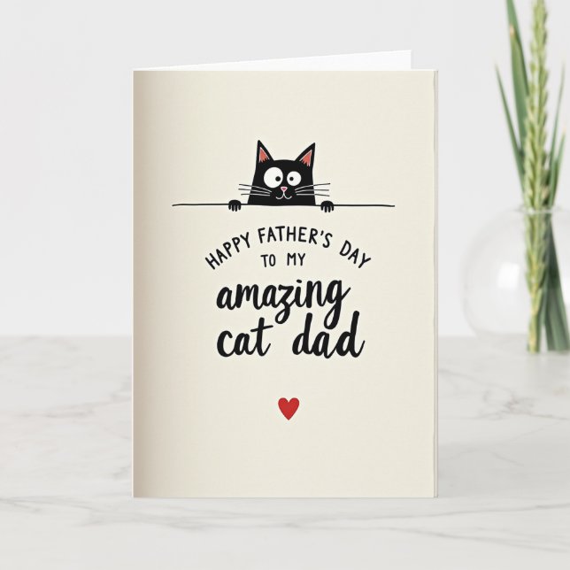 Minimalist Cat Dad Art Card (Front)