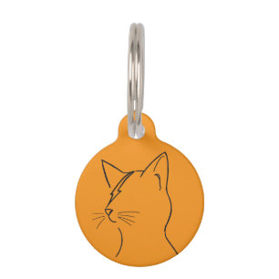 Minimalist Cat Lightning Bolt Line Art Modern Simp Pet Tag