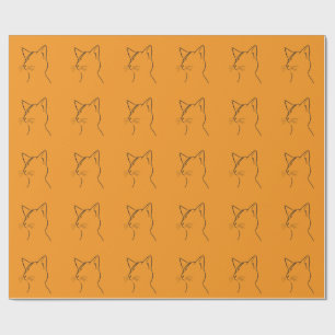 Minimalist Cat Lightning Bolt Line Art Modern Simp Wrapping Paper