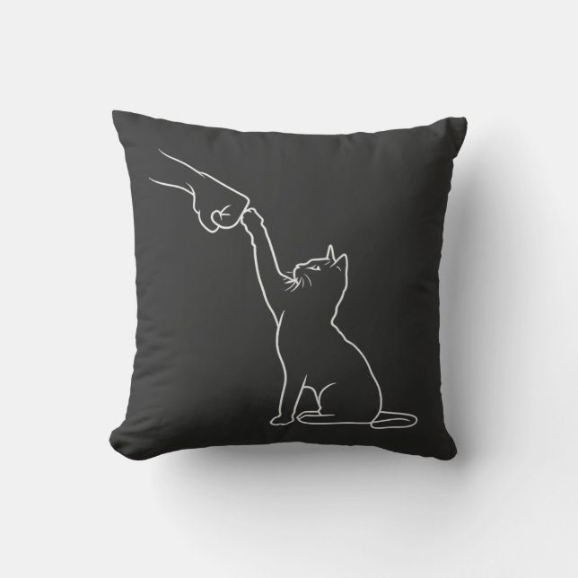 Minimalist Cat Line Art Pillow | Modern Cat Lover (Front)