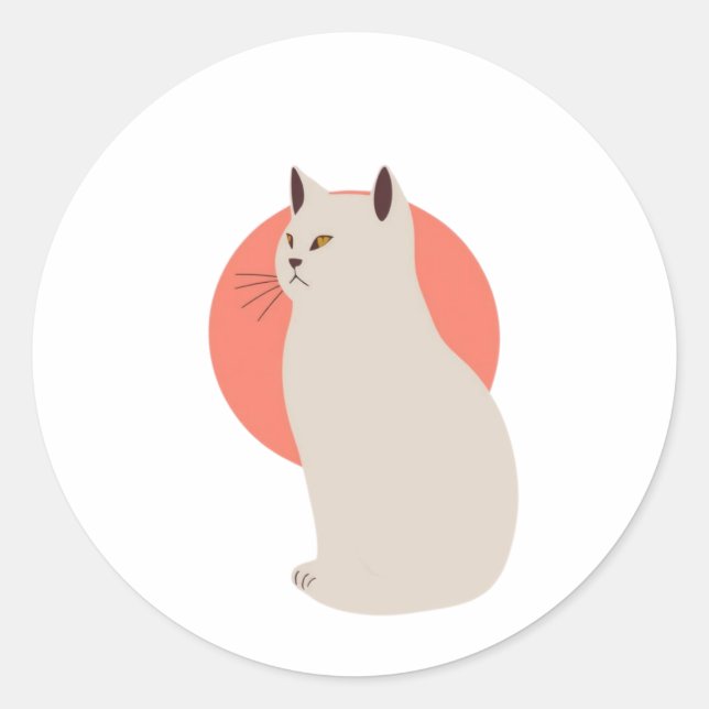 Minimalist Cat Line Art Sticker – Stylish & Cute F (Front)