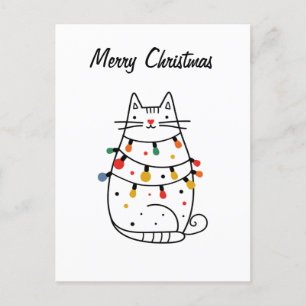 Minimalist Cat Lover Christmas Card