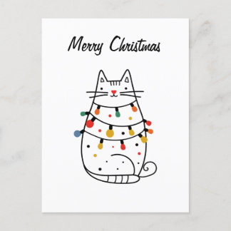 Minimalist Cat Lover Christmas Card