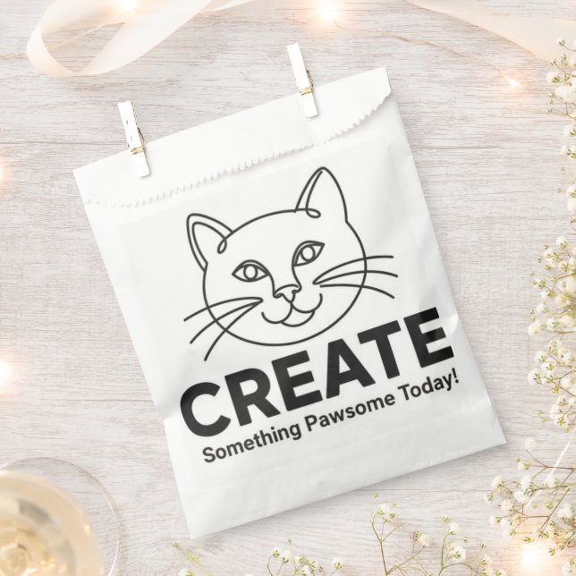 Minimalist Cat "Pawsome" Inspiration  Favour Bag (Clipped)