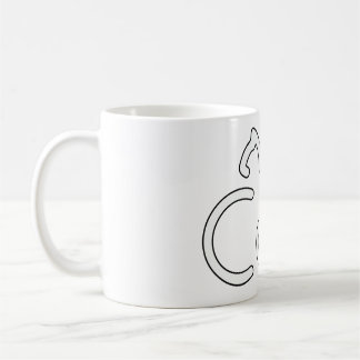Minimalist Cat Typography Design – Modern Line Art Coffee Mug
