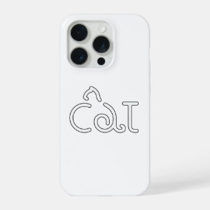 Minimalist Cat Typography Design – Modern Line Art iPhone 15 Pro Case
