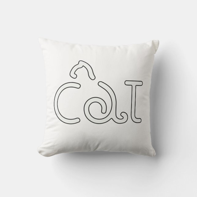 Minimalist Cat Typography Design – Modern Line Art Throw Pillow (Front)