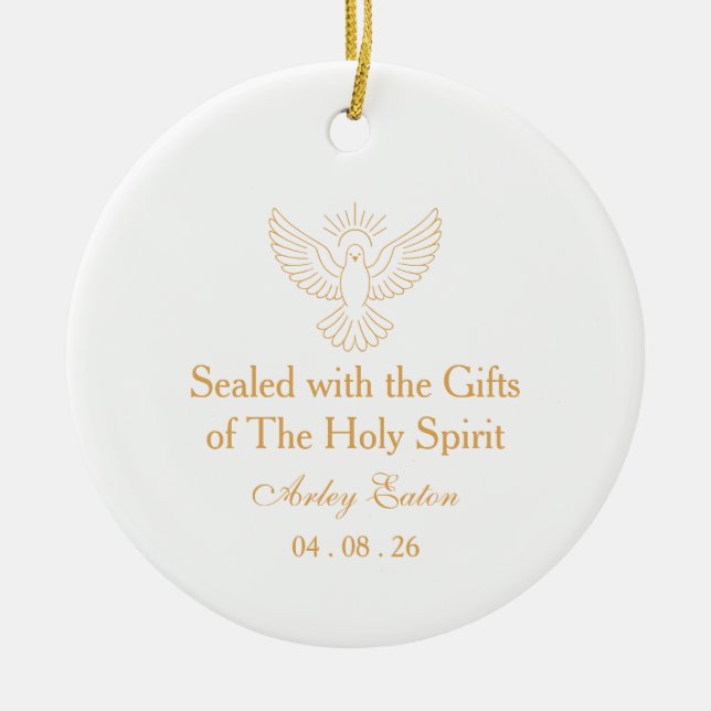 Minimalist Catholic Confirmation  Ceramic Ornament (Front)