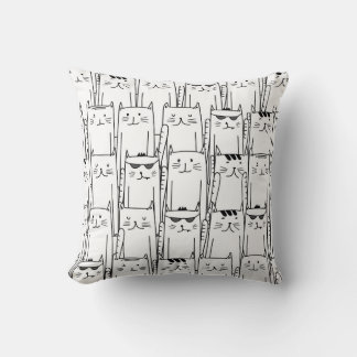 Minimalist Cats in Black and White - Patron Throw Pillow