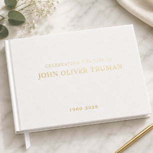 Minimalist Celebrating Life of Memorial Funeral  Guest Book