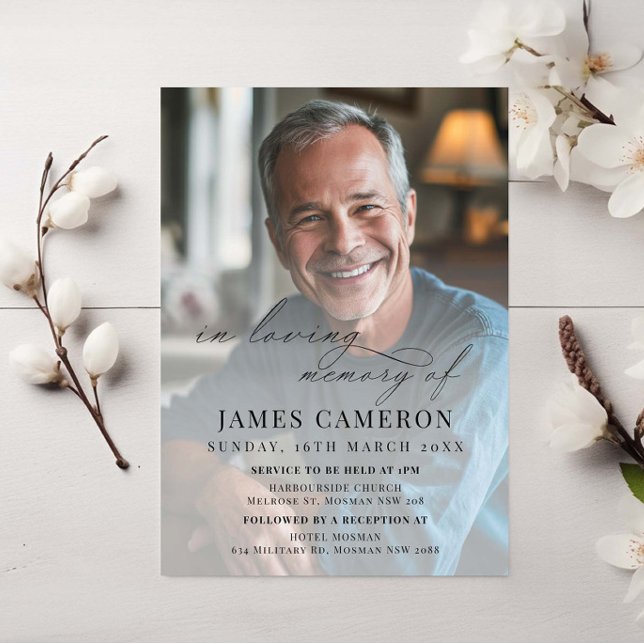 Minimalist Celebration of Life Funeral Photo Invitation (Creator Uploaded)