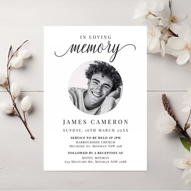 Minimalist Celebration of Life Funeral Photo Invitation (Creator Uploaded)