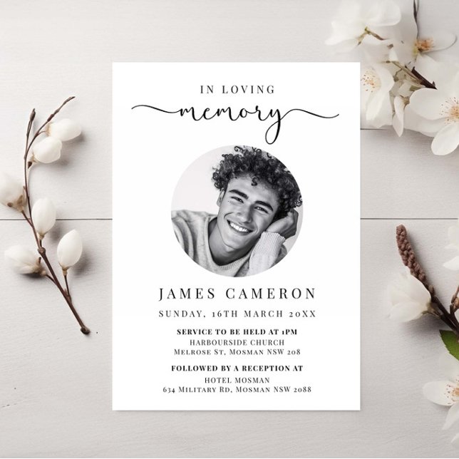 Minimalist Celebration of Life Funeral Photo Invitation (Creator Uploaded)