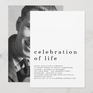 Minimalist Celebration of Life Luncheon Photo Invitation