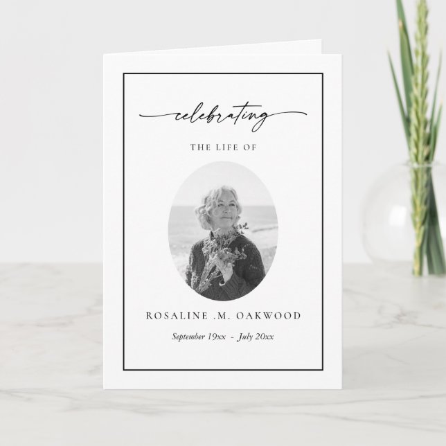 Minimalist Celebration of Life Memorial Funeral  Program (Front)