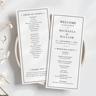 Minimalist Ceremony & Reception Wedding Program