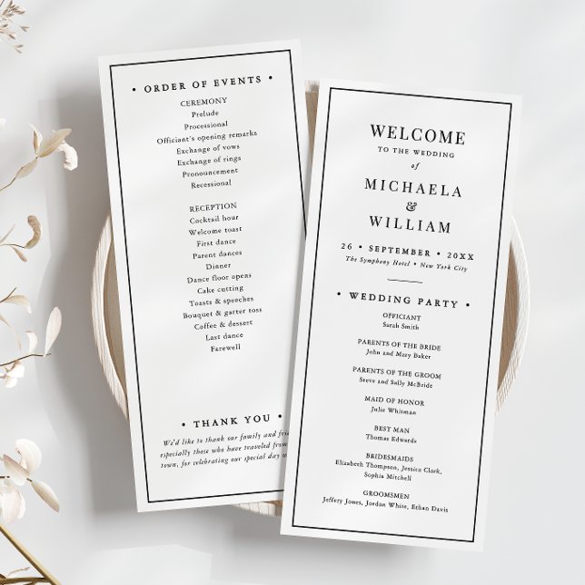 Minimalist Ceremony & Reception Wedding Program (Creator Uploaded)