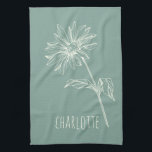 Minimalist Chamomile Flower Sage Green Name Kitchen Towel<br><div class="desc">Minimalist Chamomile Flower Sage Green Name Kitchen Towel</div>