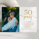 Minimalist Champagne 50th Wedding Anniversary Invitation<br><div class="desc">This is a Minimal Minimalist Champagne White Custom Picture 50th Wedding Anniversary Invitation!</div>