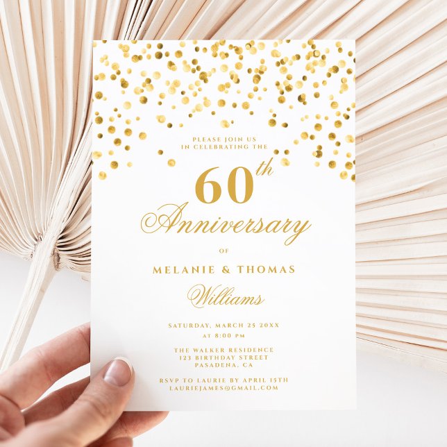 Minimalist Champagne 60th Wedding Anniversary Invitation (Creator Uploaded)