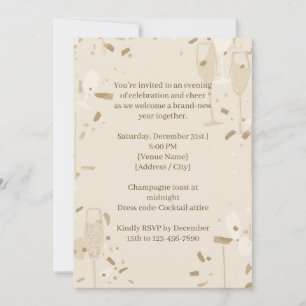 Minimalist Champagne New Year’s Eve Invitation