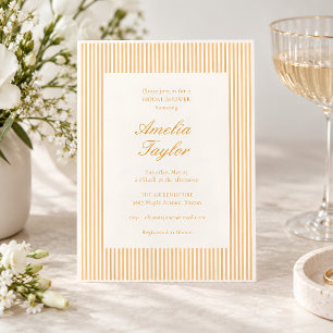 Minimalist Champagne Stripe Classic Bridal Shower Invitation