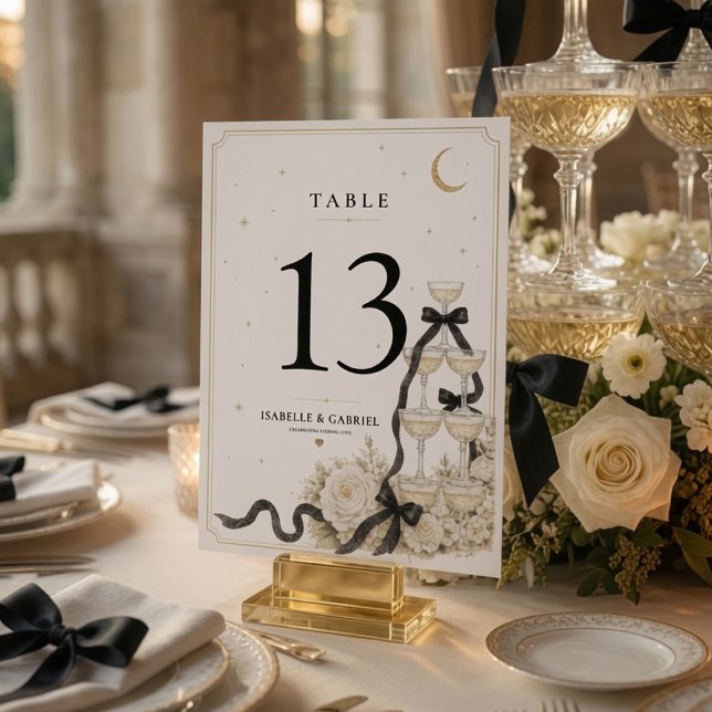 Minimalist Champagne Tower Wedding  Table Number (Creator Uploaded)
