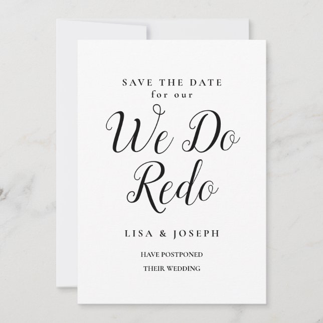 Minimalist Change the Date Postponed Save The Date Invitation (Front)