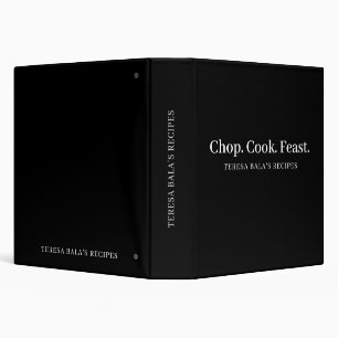 Minimalist Charcoal Black Cook Eat Repeat Binder