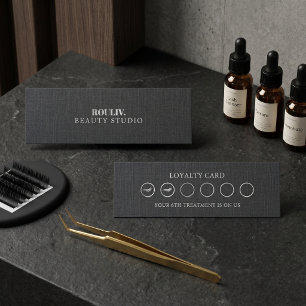 Minimalist Charcoal Lash Tech Loyalty Stamp Circle Card