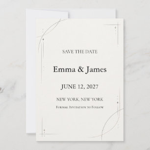 Minimalist Charcoal Line Save the Date Wedding Car