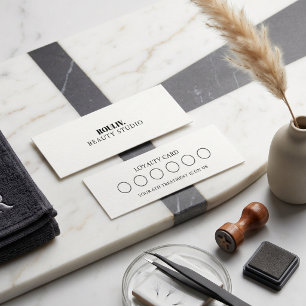 Minimalist Charcoal Linen   Lash Tech & Beauty  Loyalty Card