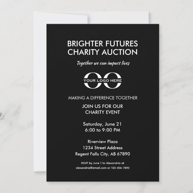 Minimalist Charity Event Print and Digital Invitation (Front)