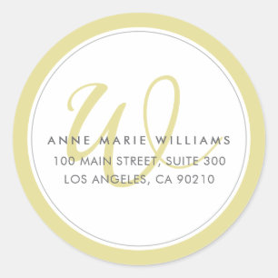Minimalist Chartreuse Two Border Monogram Classic Round Sticker
