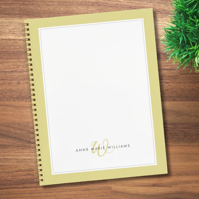 Minimalist Chartreuse Two Border Monogram  Notebook (Creator Uploaded)