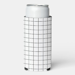 Minimalist Checked Grid Pattern  Seltzer Can Cooler