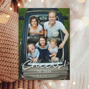 Minimalist Cheers Holiday photo card