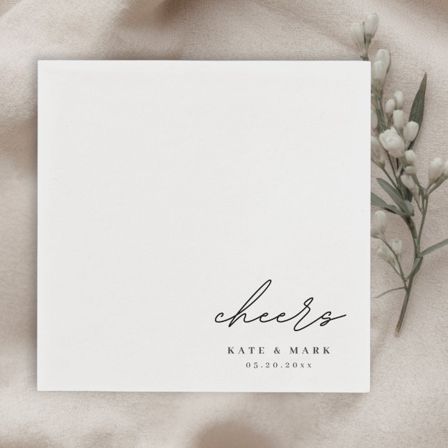 Minimalist Cheers Personalized Wedding Napkin (Creator Uploaded)