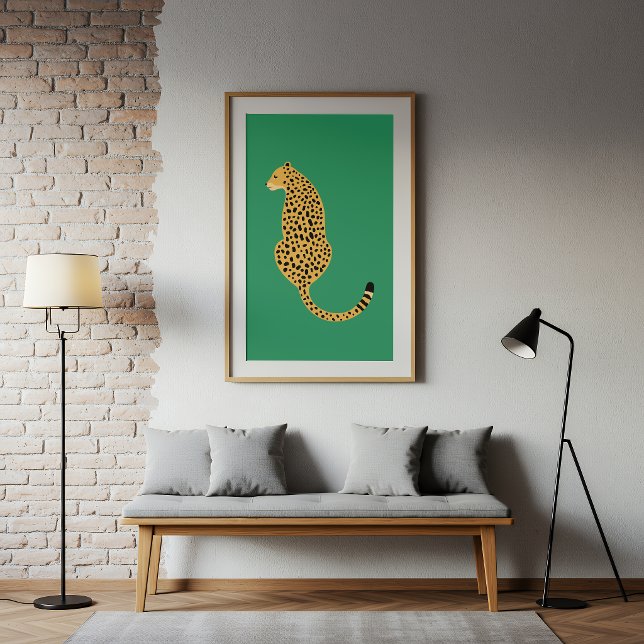 Minimalist Cheetah Illustration Green  Poster (Creator Uploaded)