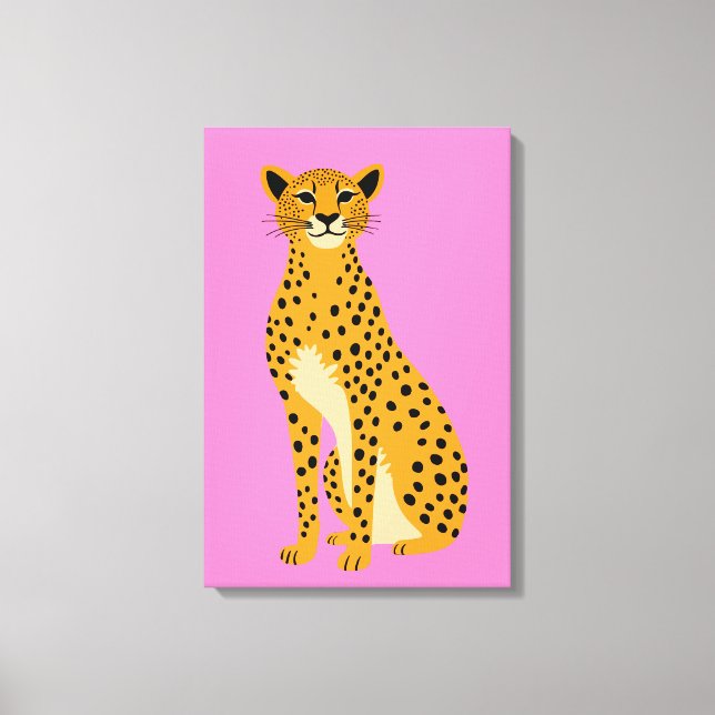 Minimalist Cheetah on Pink Canvas Print (Front)
