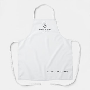 minimalist chef name professional white apron