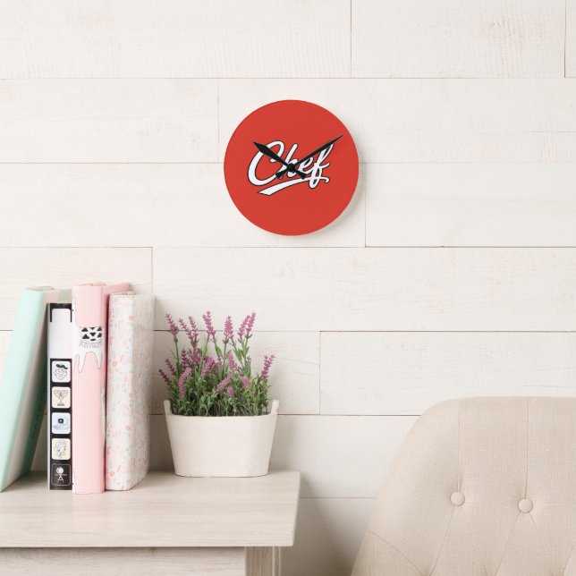 Minimalist Chef Script Typography Design Round Clock (Reading Room)