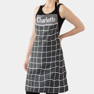 Minimalist Chequered Board Plaid Design Personaliz Apron