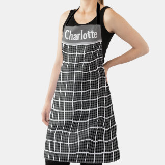 Minimalist Chequered Board Plaid Design Personaliz Apron